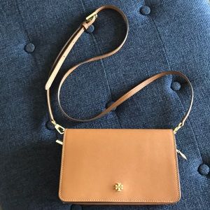 Tory Burch Warm Cognac Luggage Crossbody Clutch